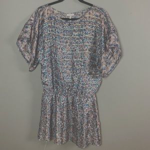 Joie metallic dress India batik print blousy medium
